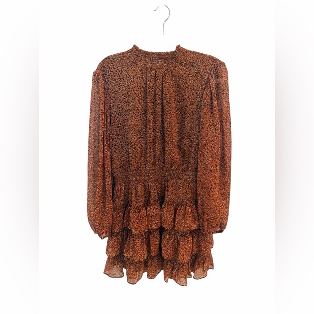 Express Long Sleeve Burnt Orange  Brown Dress